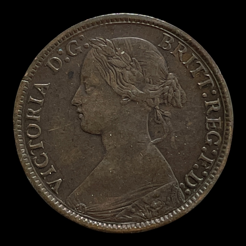 1 Farthing 1866 England Standard cirkulationsmønter Sammensætning Bronze Vægt 2,83 Gram
