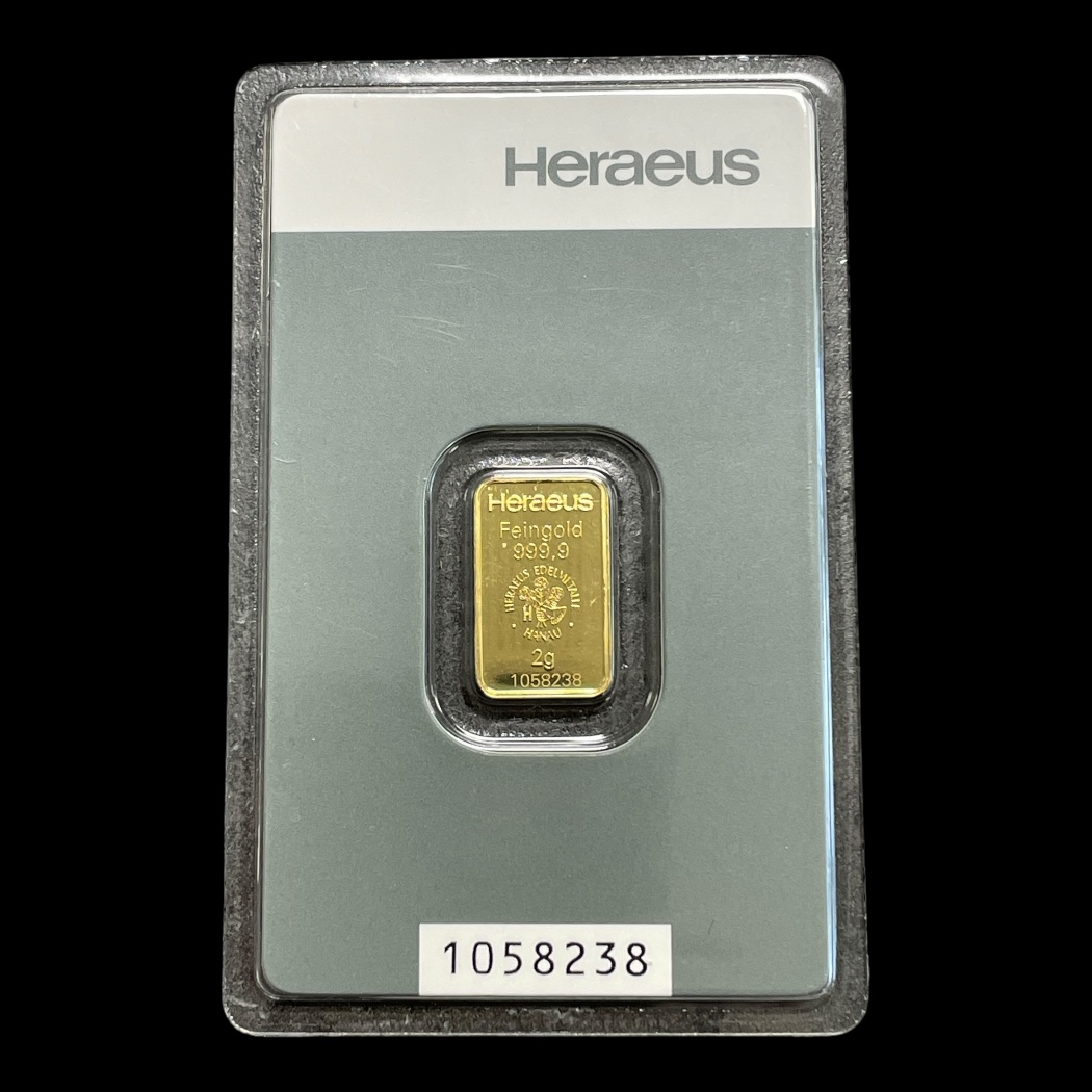 2 Grams Guldbarre - Heraeus kinebar