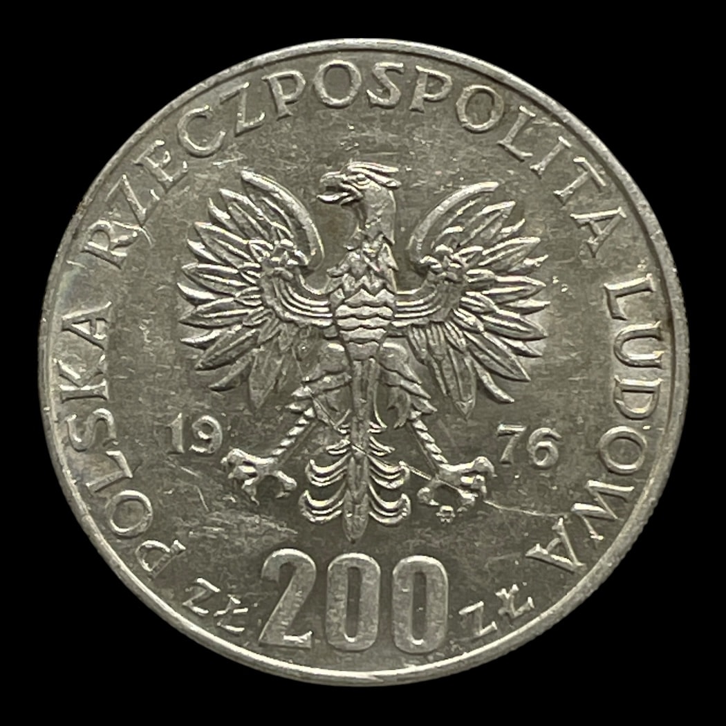 200 Zloty 1976 Polen (OL) Cirkulerende erindringsmønter Sølv (.625) Vægt 14,50 Gram