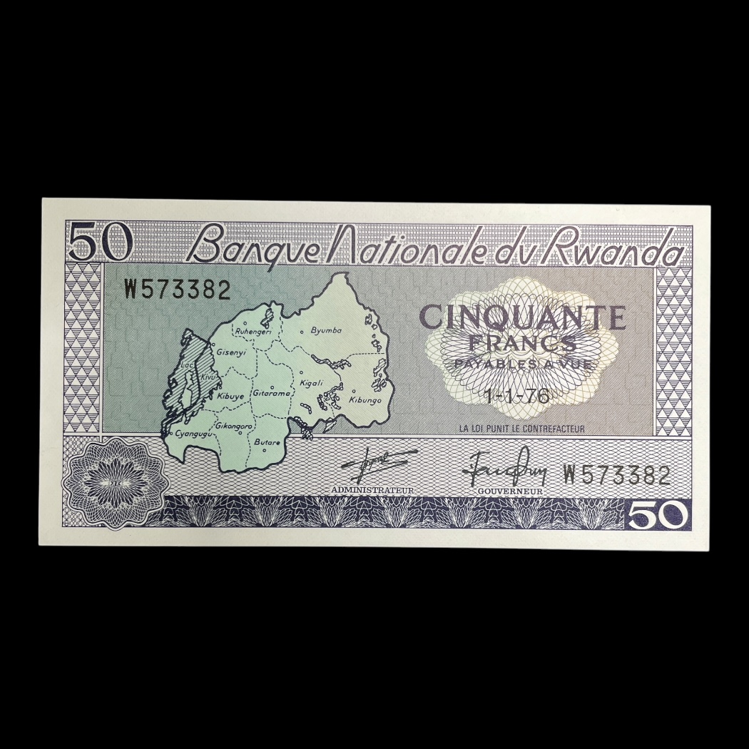 50 Francs 1976 Rwanda Pick: 7 Kv: Unc