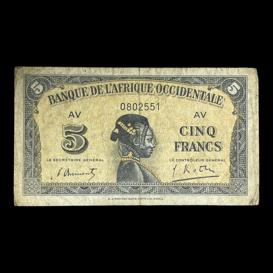 5 Francs Fransk Vest Afrika 1942 Pick: 28 Kv: 1-