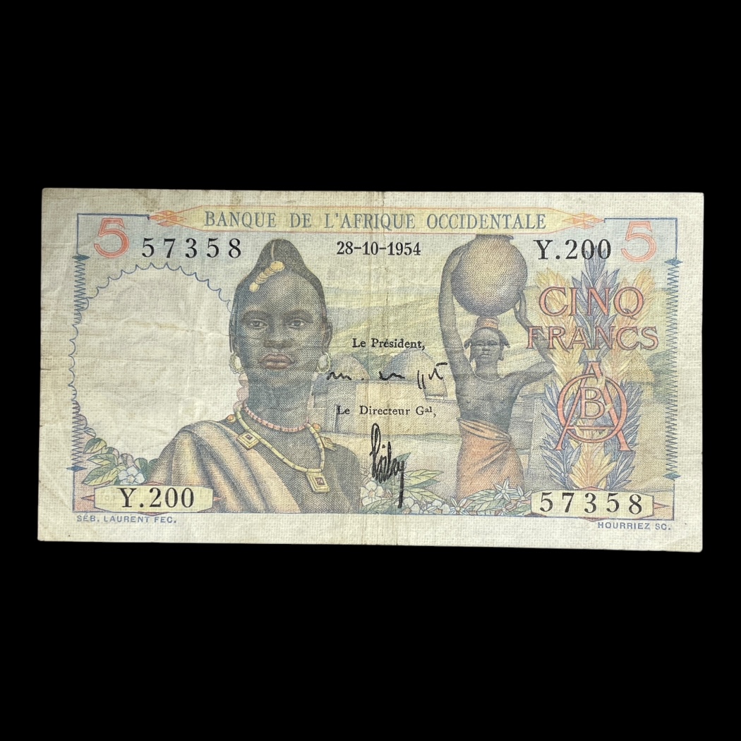 5 Francs 1954 Fransk Vest Afrika Pick: 36 Kv:1