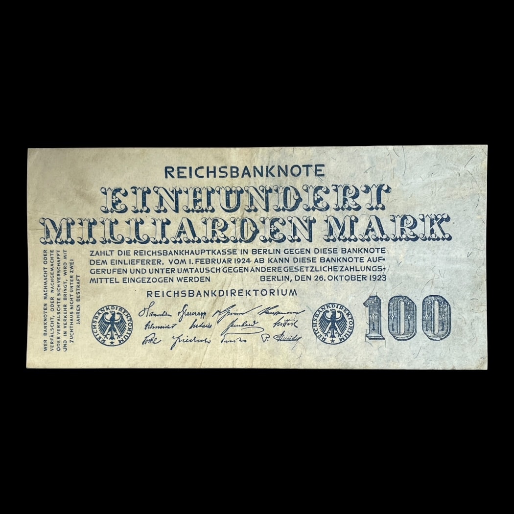 100 Milliarder Mark 1923 Tyskland Pick: 126 Kv: 1+/1