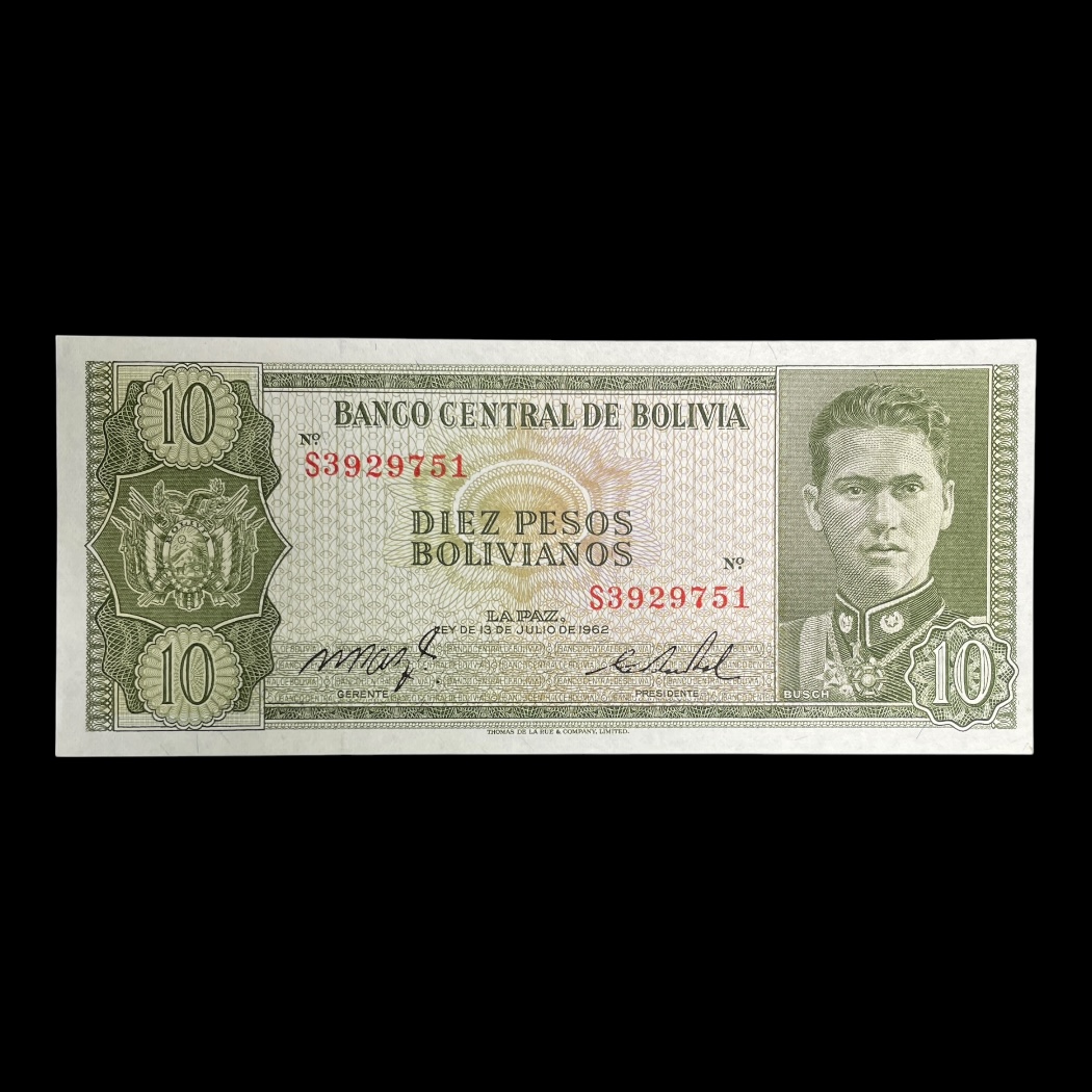 10 Pesos Bolivianos 1962 Pick: 154 Kv: Unc