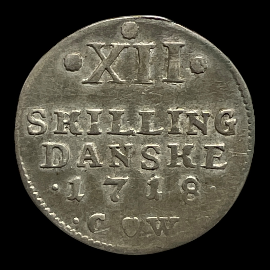 12 Skilling 1718 Sieg: 10 Hede: 43B Sølv: (.562)