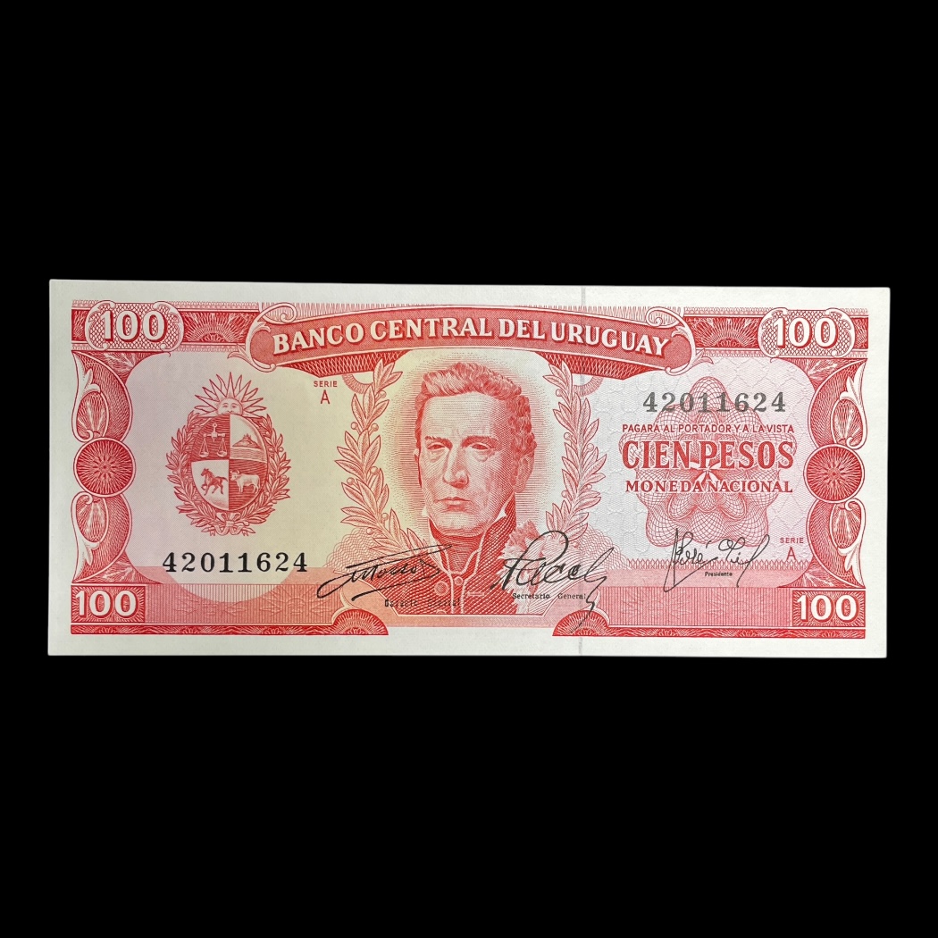 100 Pesos 1967 Uruguay Pick: 47 Kv: Unc