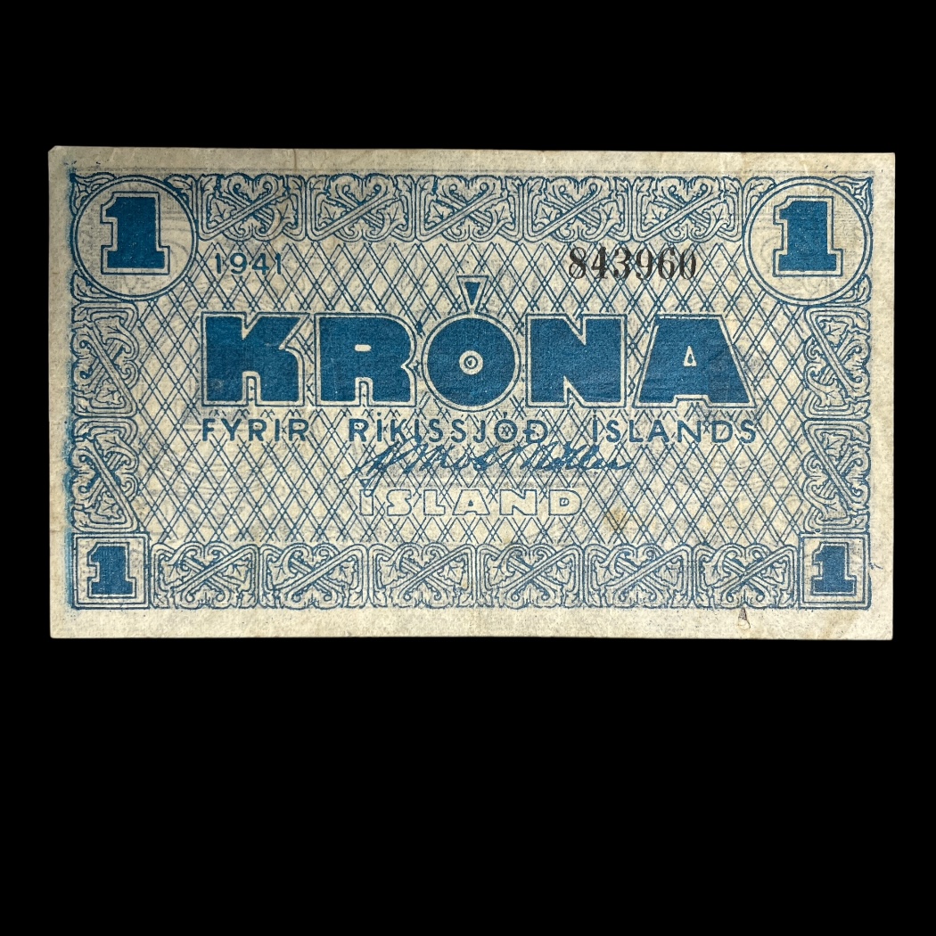1 Krona 1947 Island Sieg: 28 Pick: 22 Kv: 1+/1