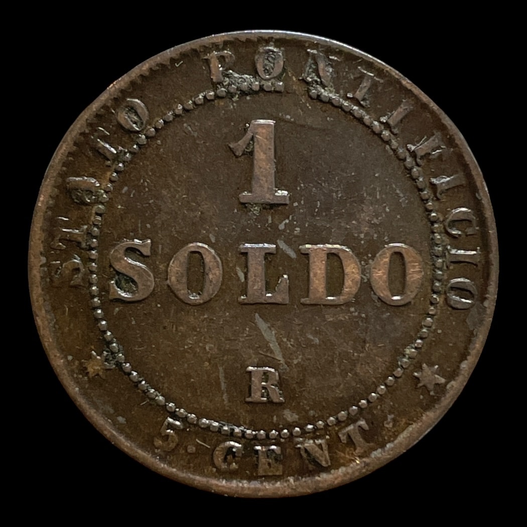 1 Soldo 1867 Vatikanet Standard cirkulationsmønter Sammensætning Kobber Vægt 4,7 Gram