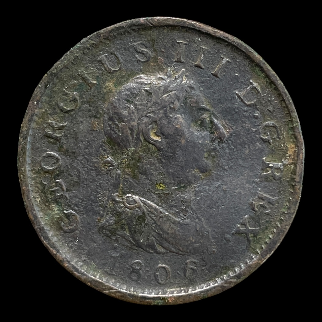 1 Penny 1806 England Standard cirkulationsmønter Sammensætning Kobber Vægt 18,9 Gram