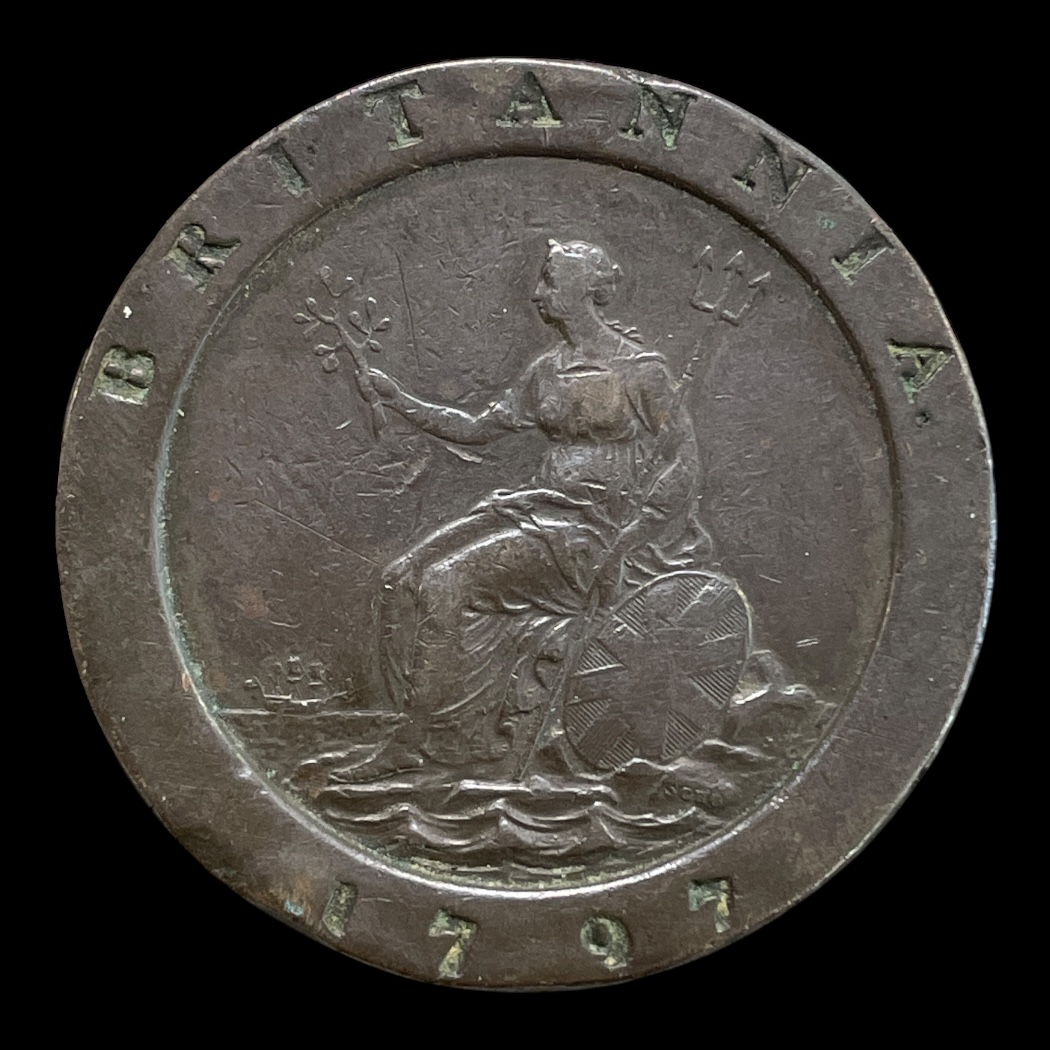 2 Pence "Cartwheel" 1797 Standard cirkulationsmønter Sammensætning Kobber Vægt 56,7 g