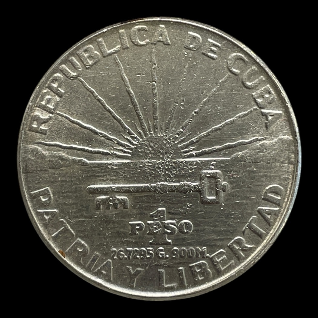 1 Peso 1953 Cuba Erindring Cirkulerende erindringsmønter Sølv (.900) Vægt 26,7295 Gram