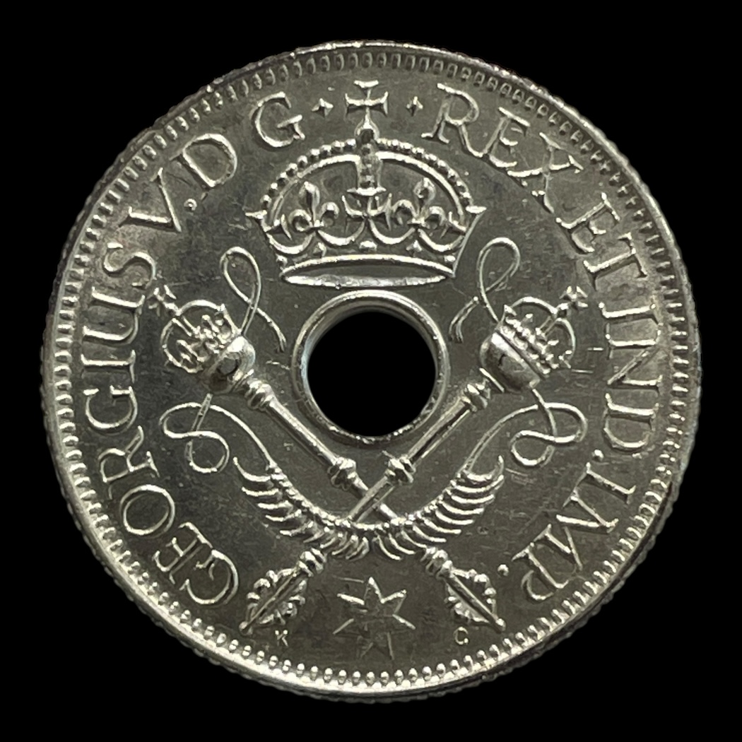 1 Shilling 1936 Britisk Ny Guinea Standard cirkulationsmønter Sølv (.925) Vægt 5,38 Gram