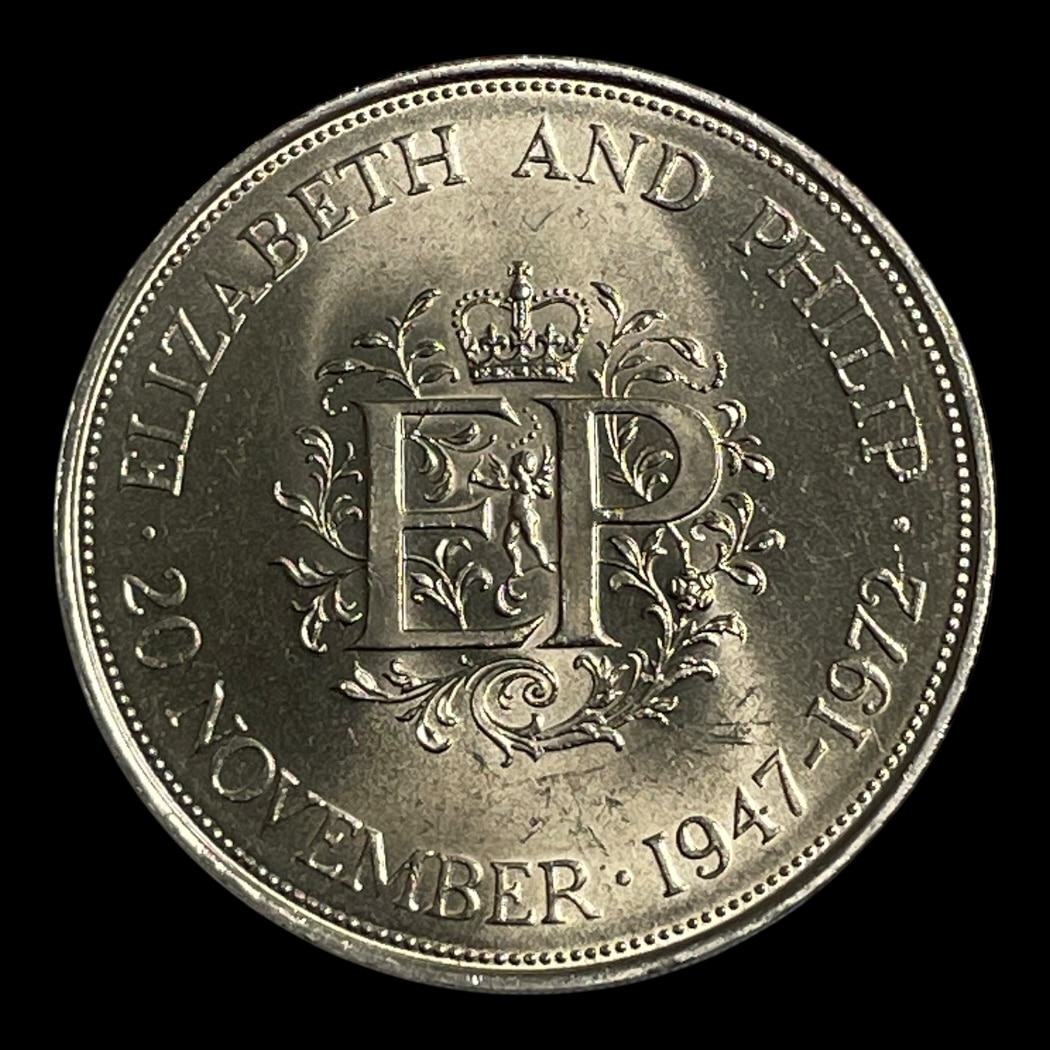 25 Pence 1972 Silver Wedding Ikke-cirkulerende mønter Sammensætning Kobber-nikkel Vægt 28,28 Gram