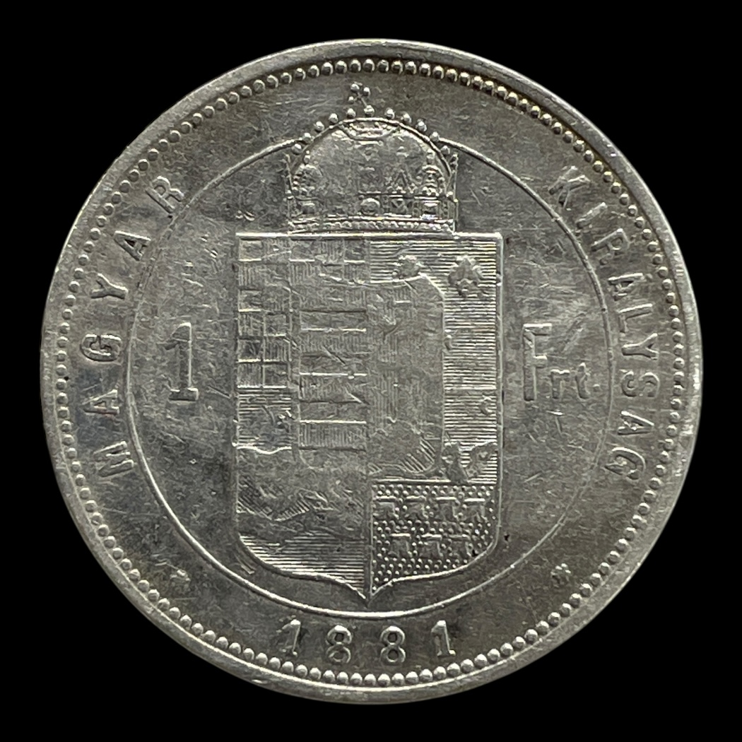 1 Forint 1881 Ungarn Standard cirkulationsmønter Sølv (.900) Vægt 12,3457 Gram