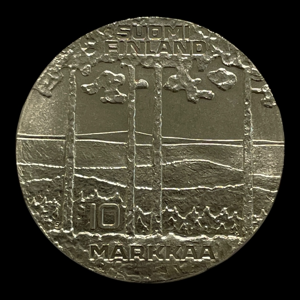 10 Markkaa 1975 Finland President Kekkonen Sølv (.0500) Vægt 23,5 gram Diameter 35 mm