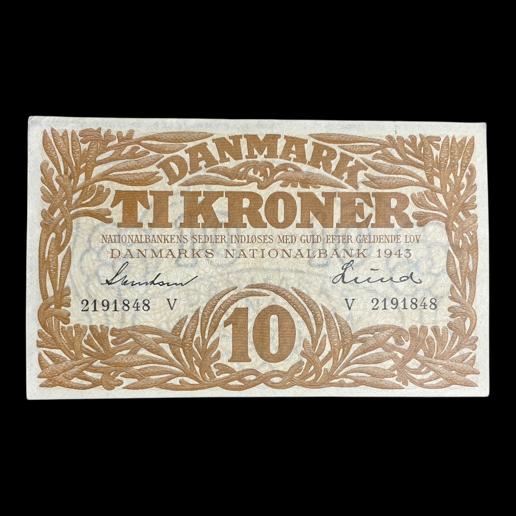Danmark 10 kr 1943V Sieg: 105 Pick: 31 Kv: Au