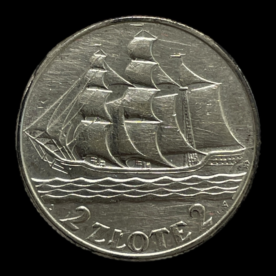 2 Zloty 1936 Polen (Gdynia Seaport) Cirkulerende erindringsmønter Sølv (.750) Vægt 4,4 Gram