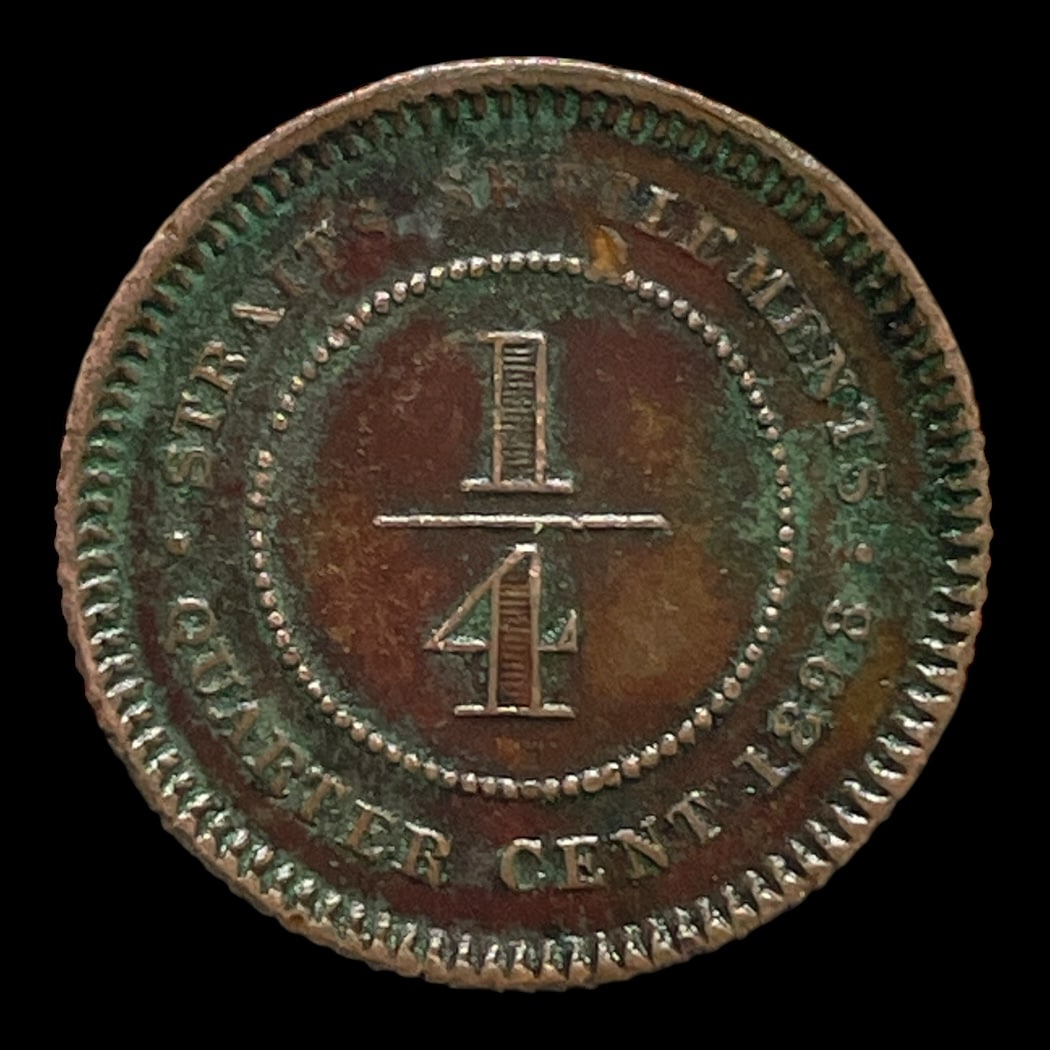 1/4 Cent 1898 Straits Settlements Standard cirkulationsmønter Sammensætning Bronze Vægt 2,33 Gram