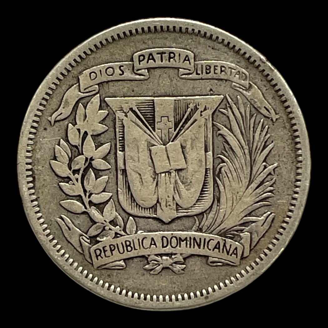 25 Centavos 1947 Dominikanske Rep. Standard cirkulationsmønter Sølv (.900) Vægt 6,25 Gram
