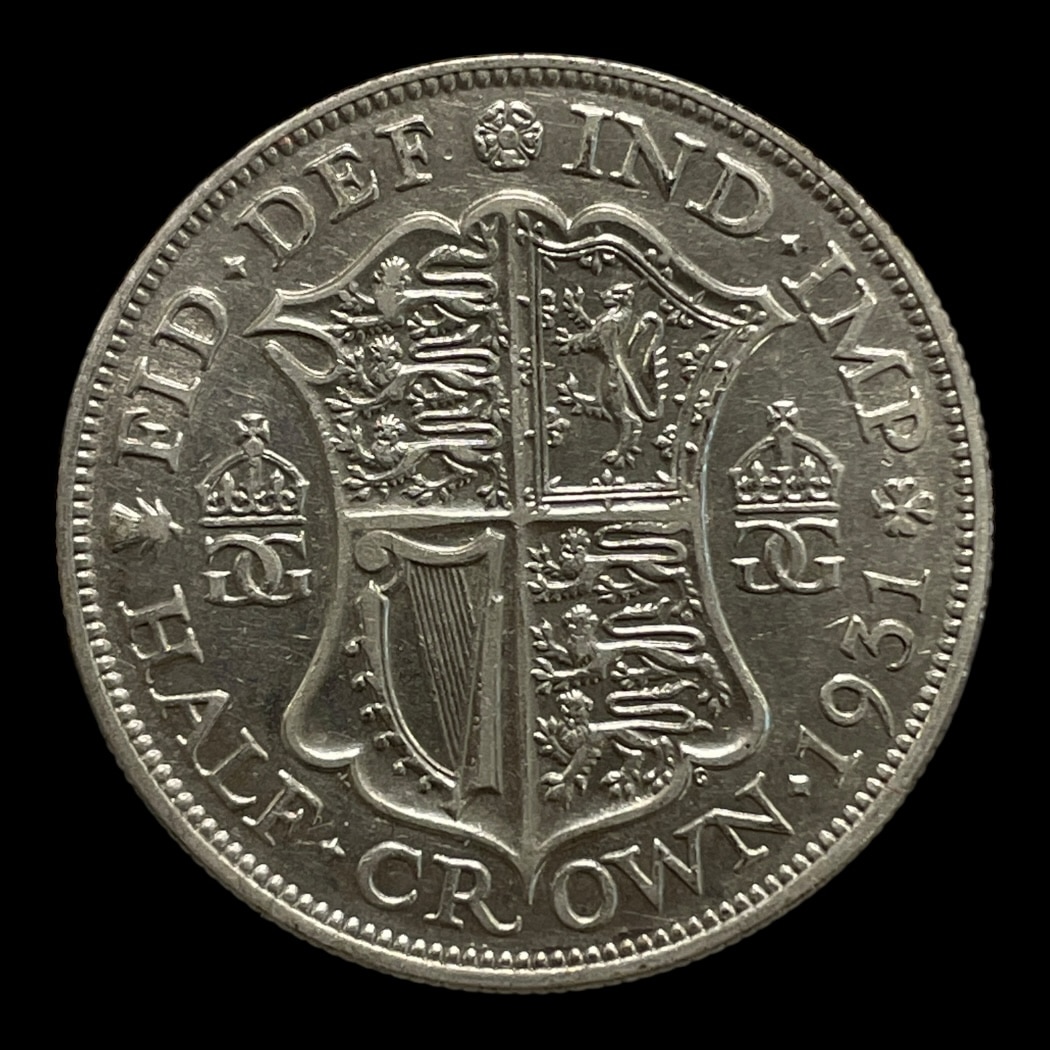 Half Crown 1931 England Standard cirkulationsmønter Sammensætning sølv (.500) Vægt 14,14 g