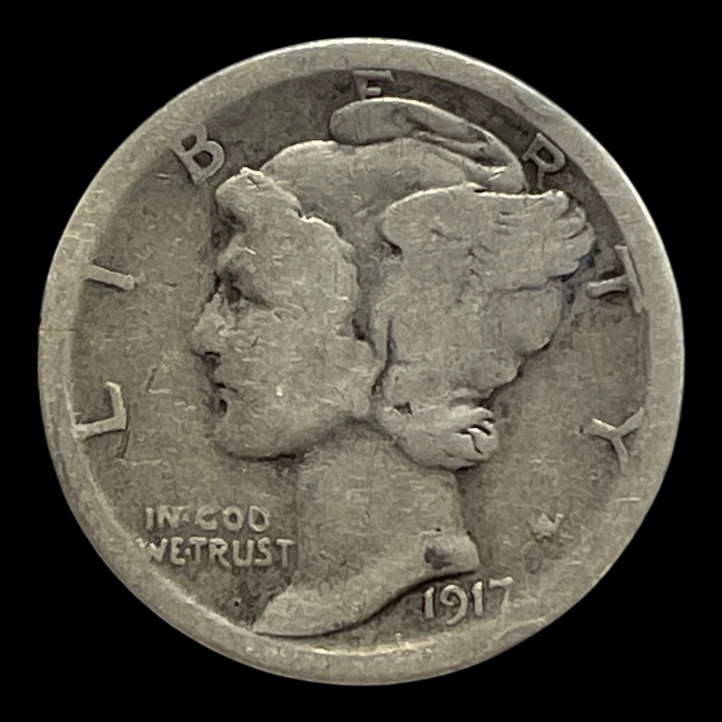One Mercury Dime 1917 S