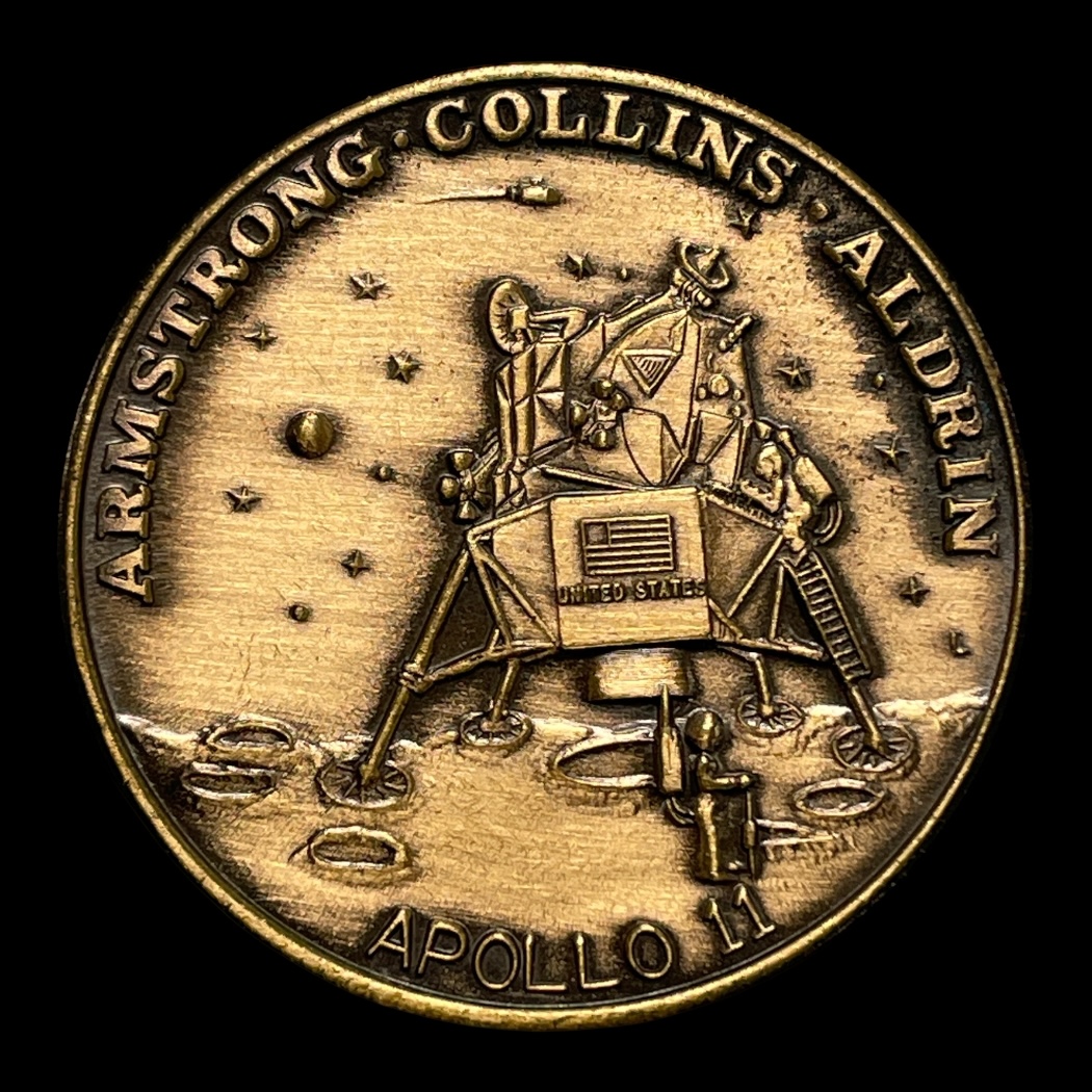 Apollo 11 Medalje i Bronze Mindemedaljer Sammensætning af aluminium Vægt 26 Gram Diameter 39,25 mm