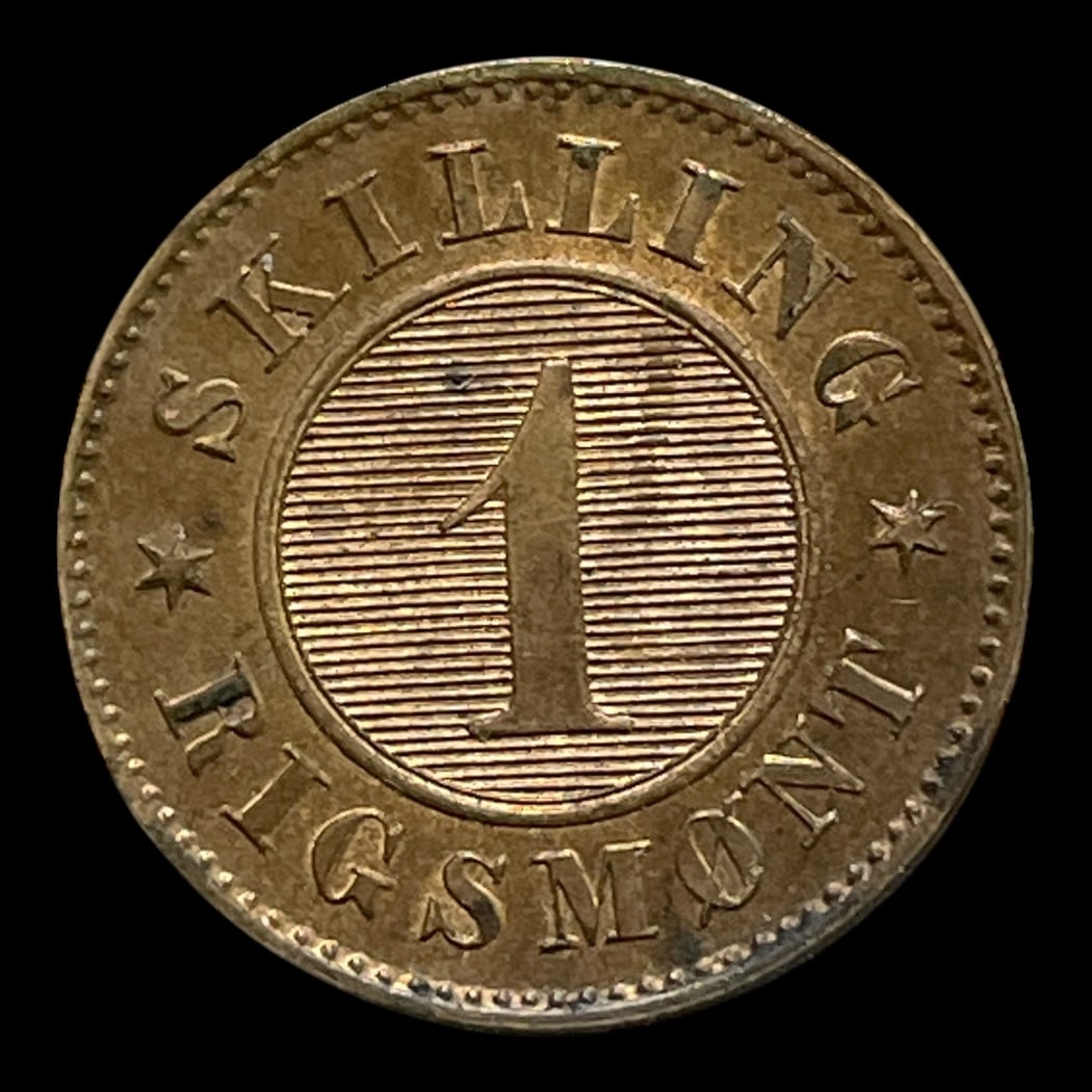 1 Skilling 1869 Sieg 2 H 6 Bronze Vægt 3,89 gram