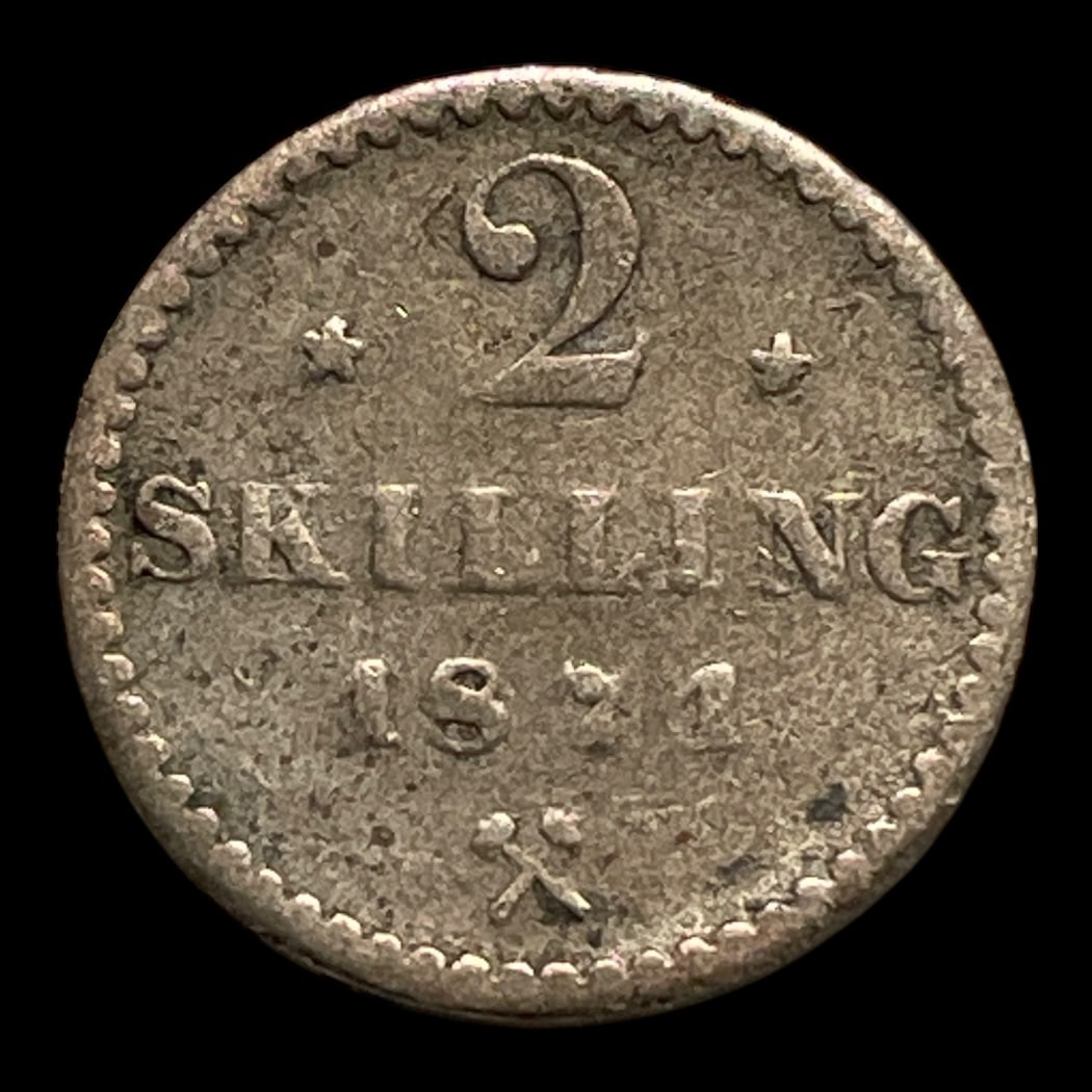 2 Skilling 1871 Norge Standardmønter Sølv (.250) Vægt 1,5 Gram