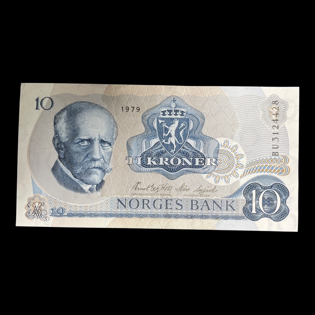 10 Kroner 1979 Norge Standard pengesedler i omløb Størrelse 125 × 65 mm Pick: 36c Kv: 01