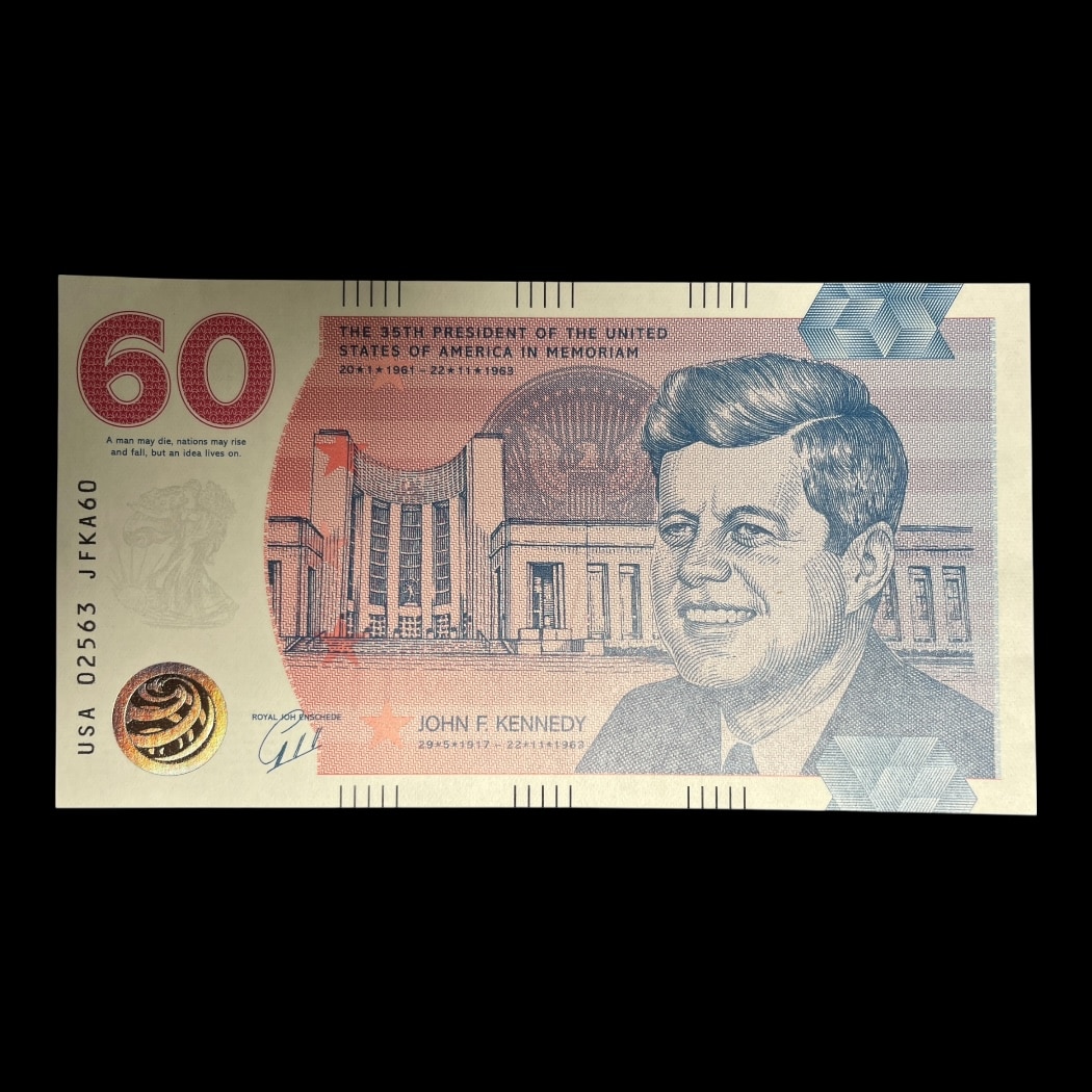 60 Dollars J.F. Kennedy fantasy seddel.
