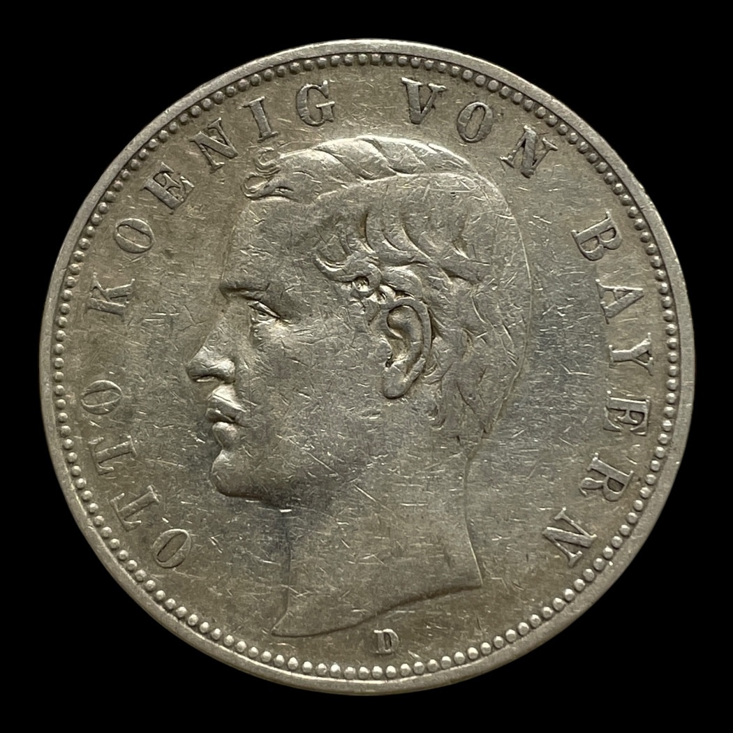5 Mark 1902 Bayern Standardmønter i omløb Sølv (.900) Vægt 27,70 g