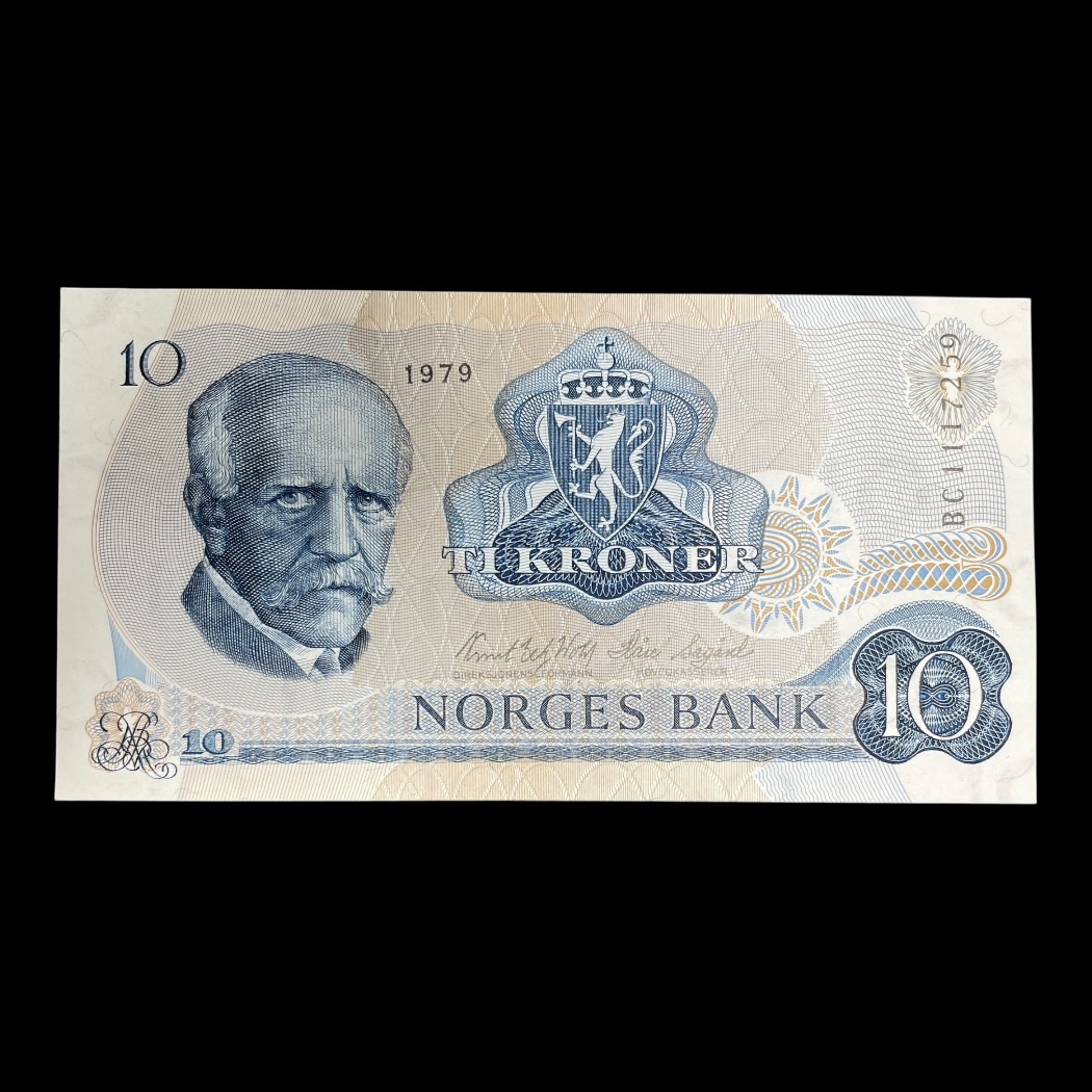 10 Kroner 1979 Norge Standard pengesedler i omløb Størrelse 125 × 65 mm Pick: 36c Kv: Unc