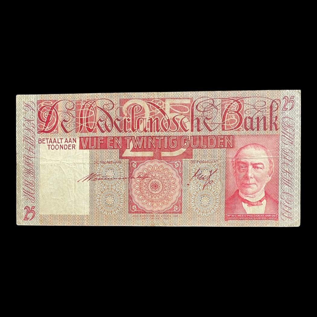 25 Gulden 1941 Holland Standard pengesedler i omløb Størrelse 163 × 77 mm Pick: 50 Kv: 1