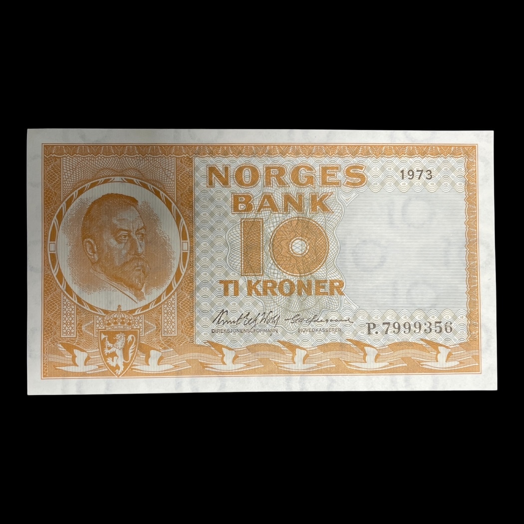 10 kroner 1973 Norge Standard cirkulations seddel Pick: 31f Kv: Unc